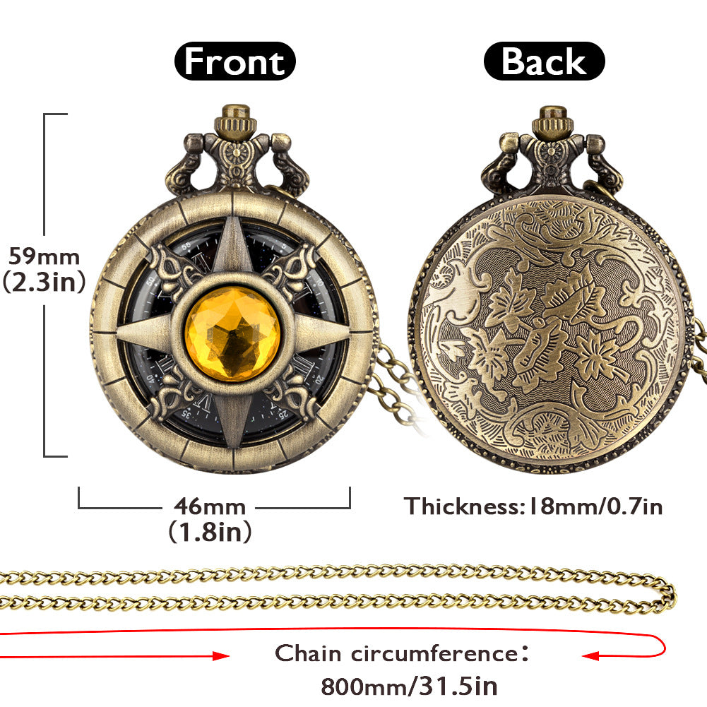 Wholesale Quartz Movement Bronze Hollow Inlaid Semicircular Haoshiqing Antique Pocket Watch