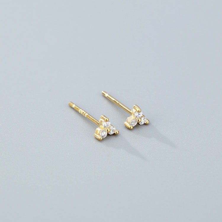 Wholesale 925 Sterling Silver Zircon Lucky Grass Three Leaf Earrings