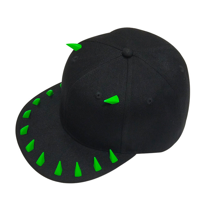 Wholesale Punk Horn Rivet Hip Hop Flat Brim Baseball Cap