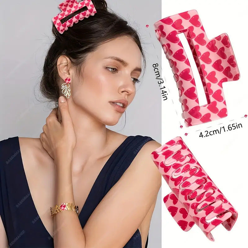 Wholesale New Pink Series Valentine's Day Hairpin Sense Love Printing Shark Clip Sweet Hair Accessories