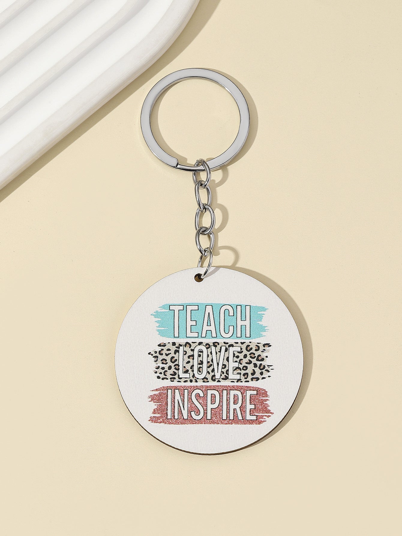 Wholesale Leopard Rainbow Teacher's Day Wooden Keychain