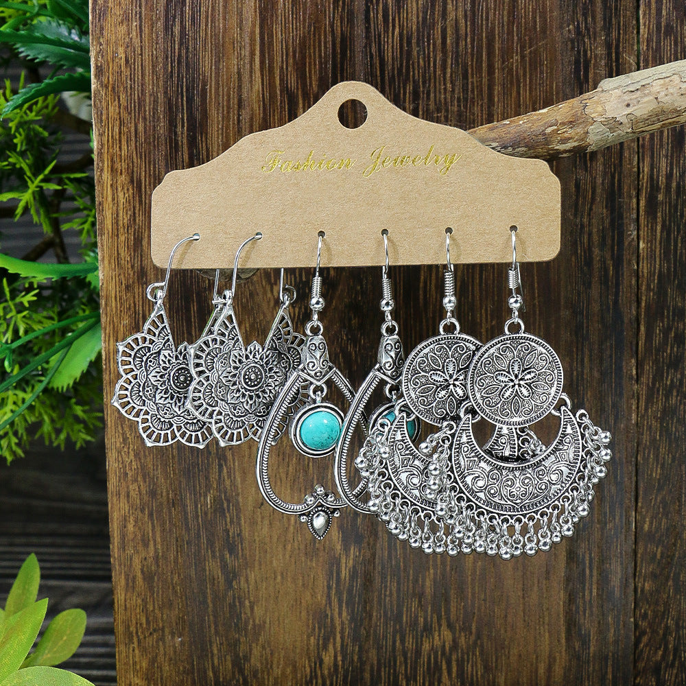 Wholesale Snowflake Tassel Love Wings Hollow Vintage Earrings