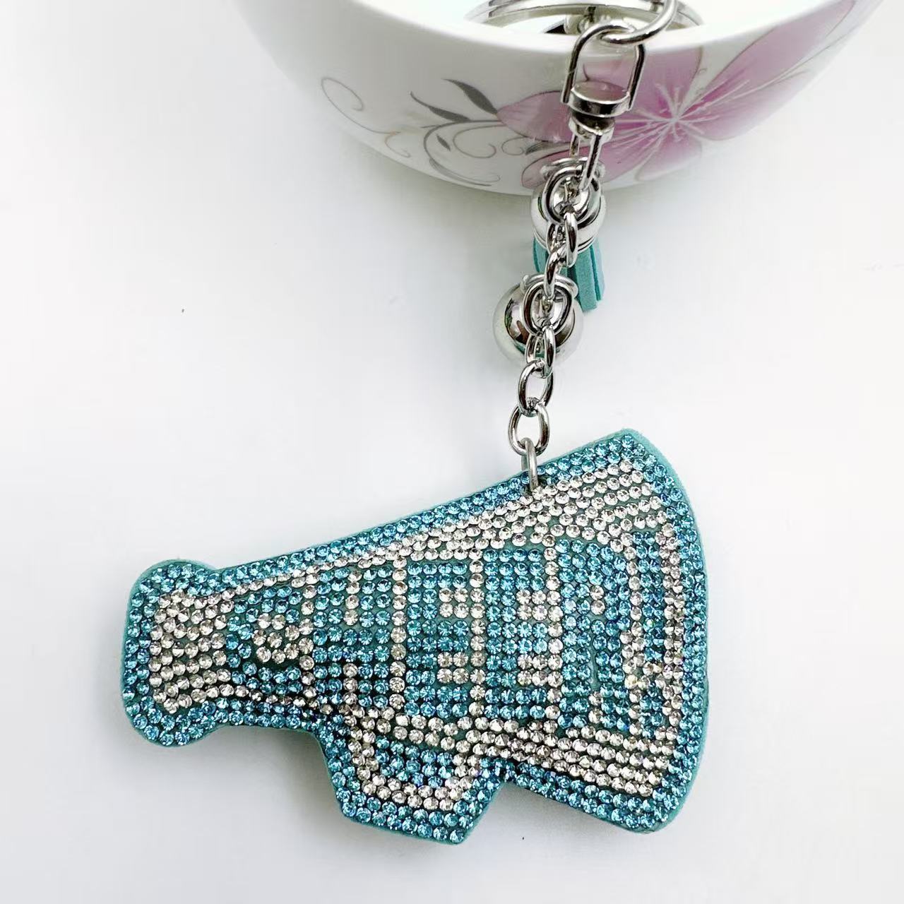 Wholesale  Velvet Hot Diamond Letter Cheer Keychain