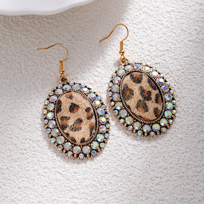 Wholesale Vintage Bohemian Turquoise Leopard Print Earrings