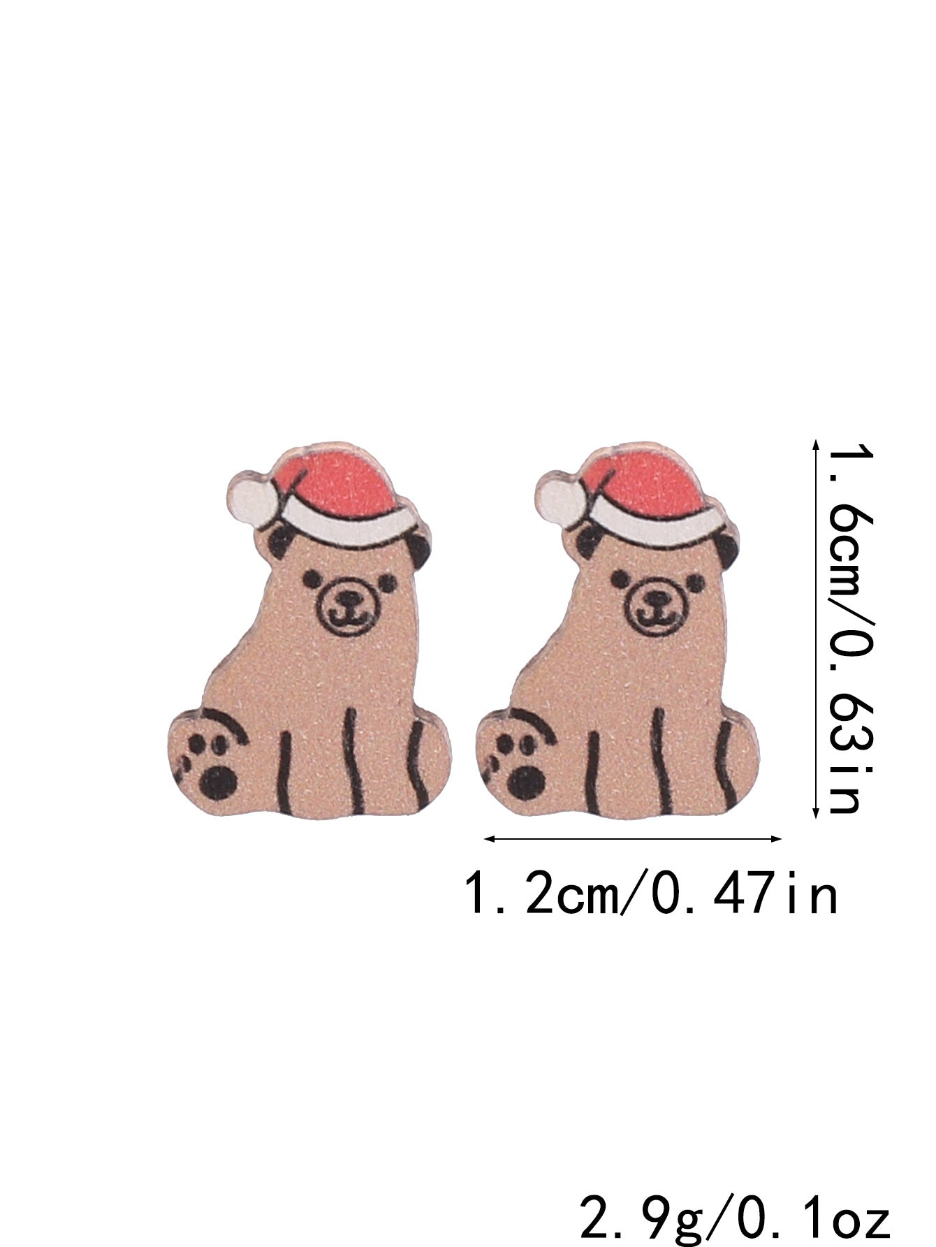 Wholesale Christmas Cute Animal Bear Fox Wooden Vintage Earrings