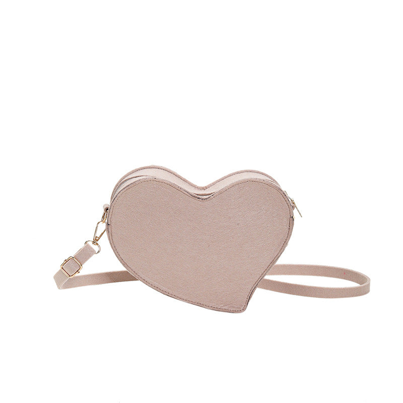 Wholesale Simple Solid Color Heart Shape PU Shoulder Messenger Bag