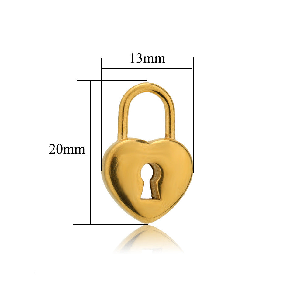 Wholesale 5PCS/PACK Stainless Steel Hollow Heart Key Padlock Small Pendant DIY Jewelry Accessories