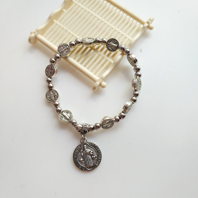 Wholesale Cross Crystal Alloy Elastic Beaded Bracelet