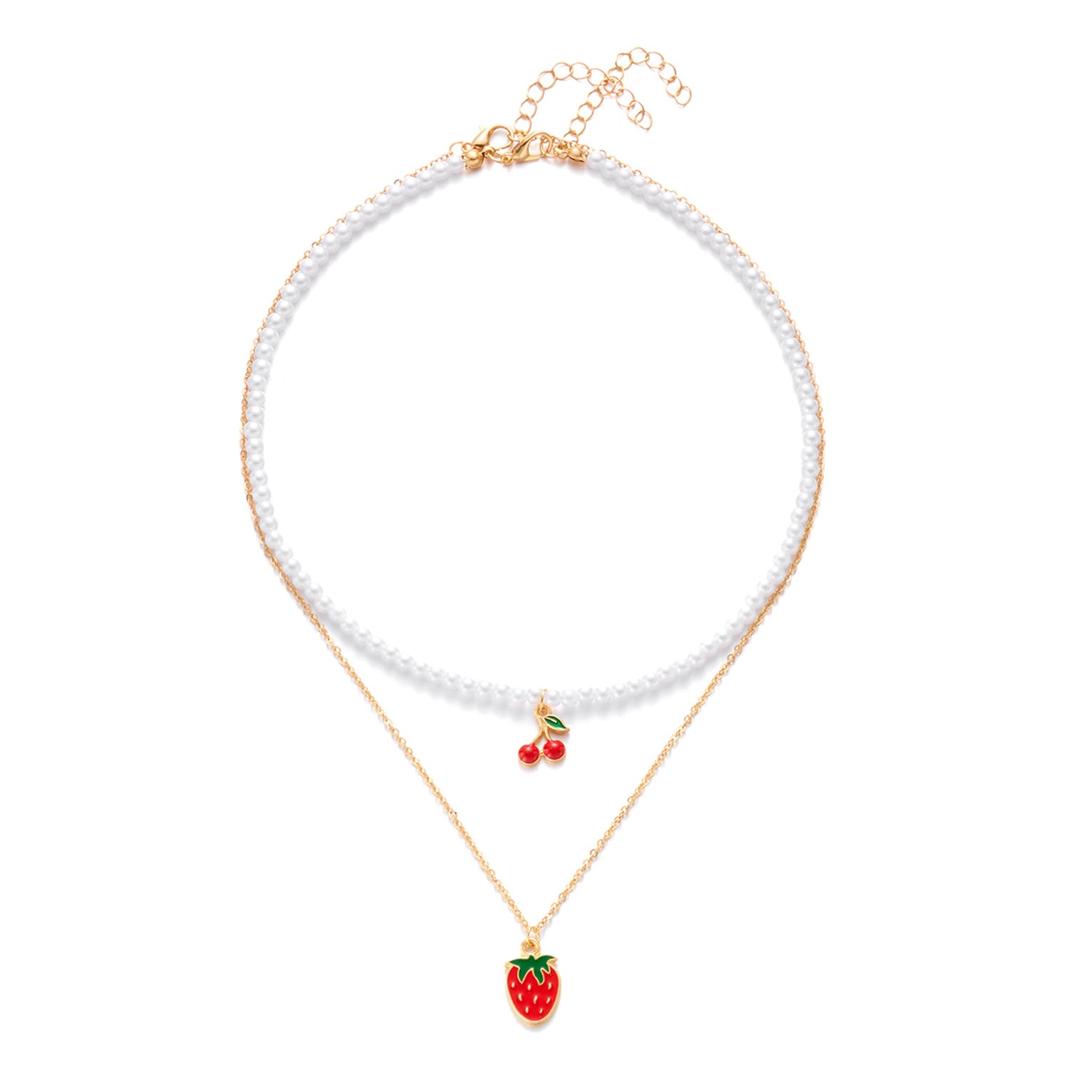 Wholesale Strawberry necklace simple summer small fresh soft ceramic rice pearl necklace female