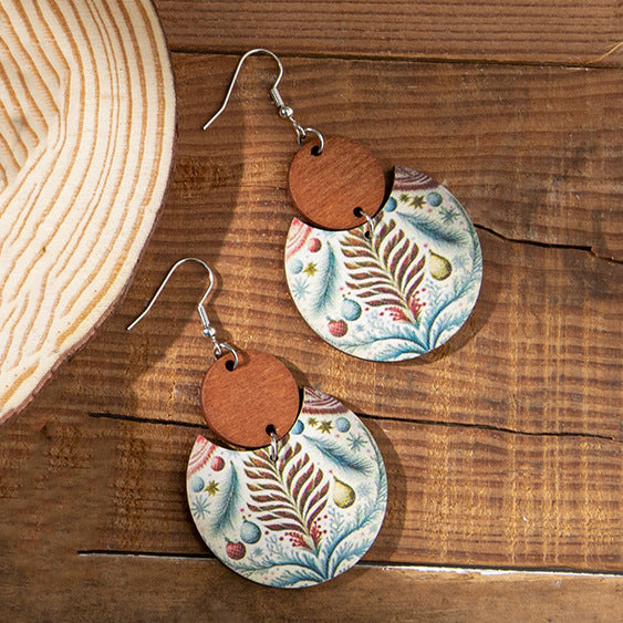 Wholesale Exaggerated Boho Wooden Round Earrings