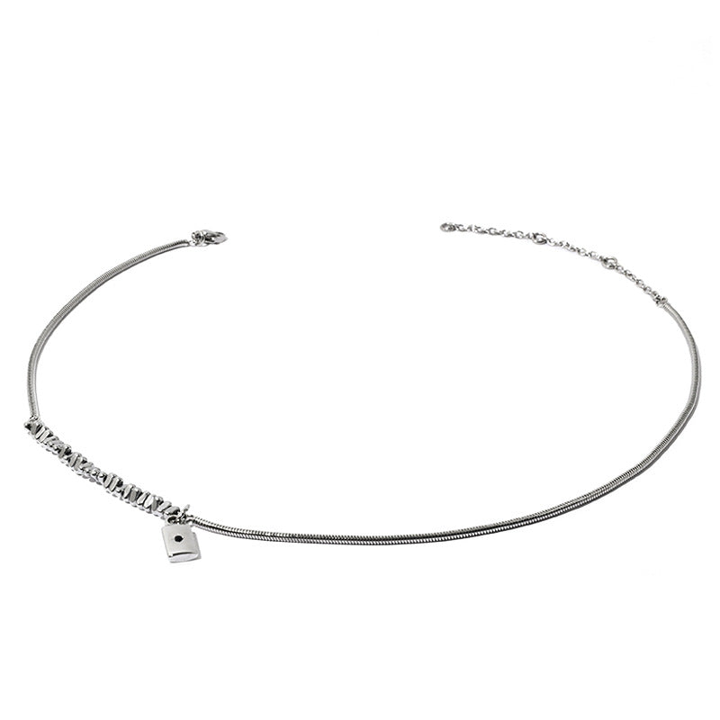 Wholesale Black Zircon Titanium Steel Necklace