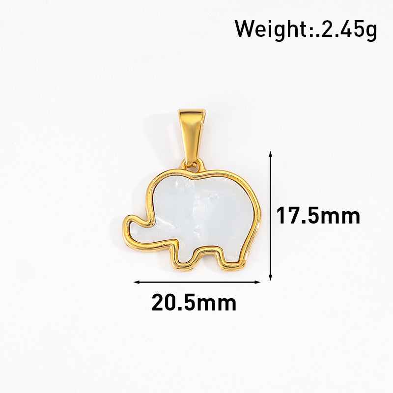 Wholesale 10pcs Love tailed unicorn elephant fan-shaped white shell mother pendant