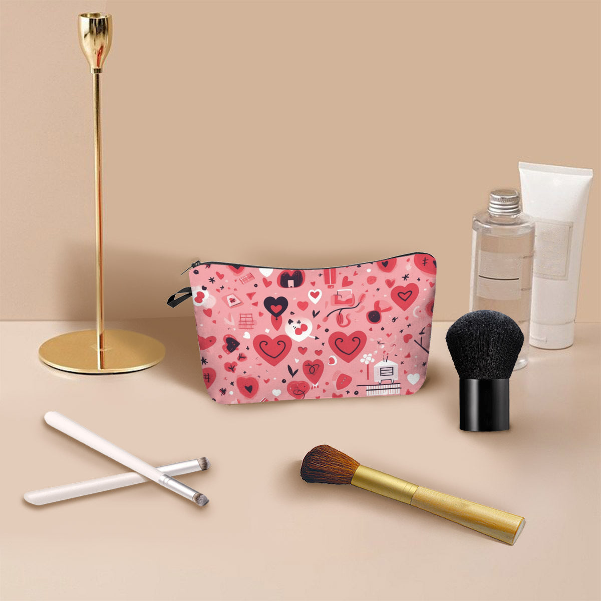 Wholesale Valentine's Day Love Printed Polyester Makeup Bag