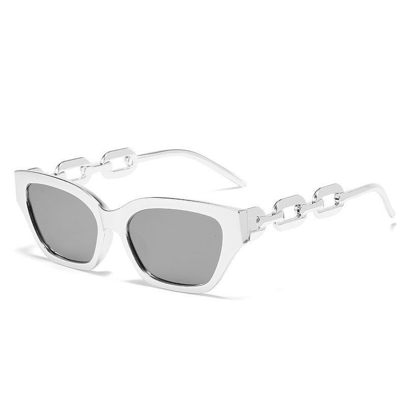 Wholesale Retro Cat-eye Fashion Polygonal Sunshade Small Frame Chain Sunglasses