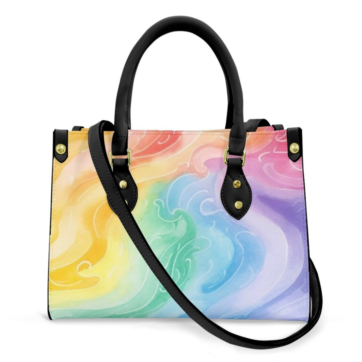 Wholesale Rainbow Colorful Series Element Pattern Printing Handbag Trendy Women's Bag