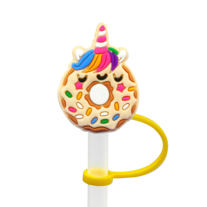 Wholesale 10pcs Donut Straw Cover Straw Cap Silicone Dust Plug