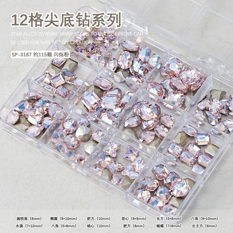 Wholesale Twelve-grid box nail art diamond decoration