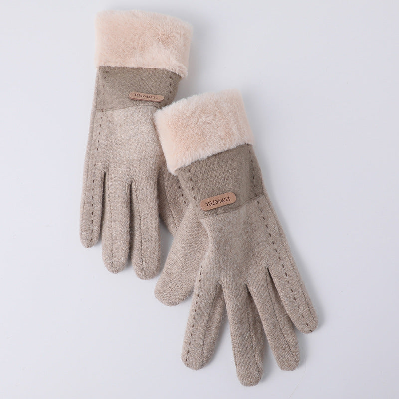 Wholesale Winter Cashmere Thickened Windproof and Warm Touch Screen Cycling Wool Gloves