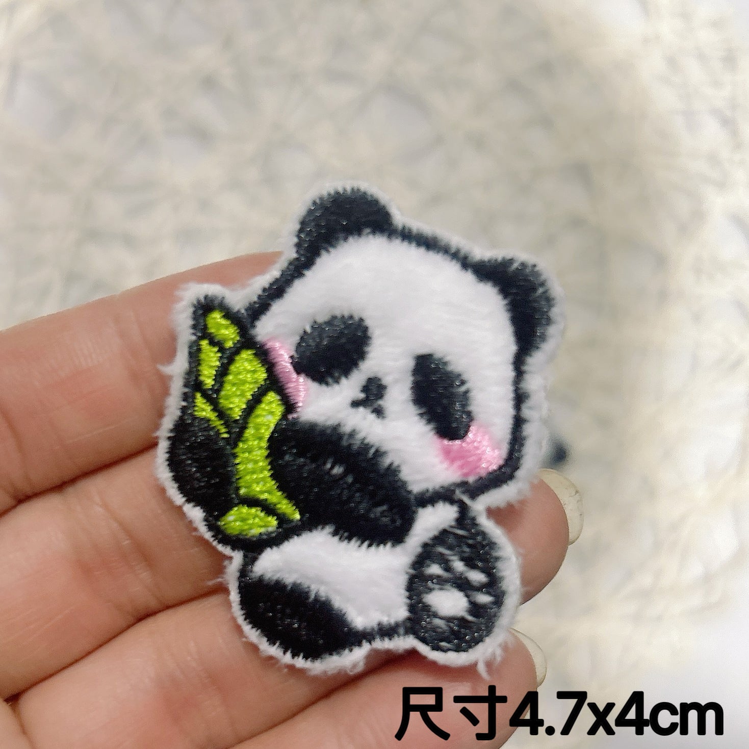 Wholesale 10pcs Self-Paste Plush Cartoon Panda Embroidered Cloth Sticker DIY Accessories