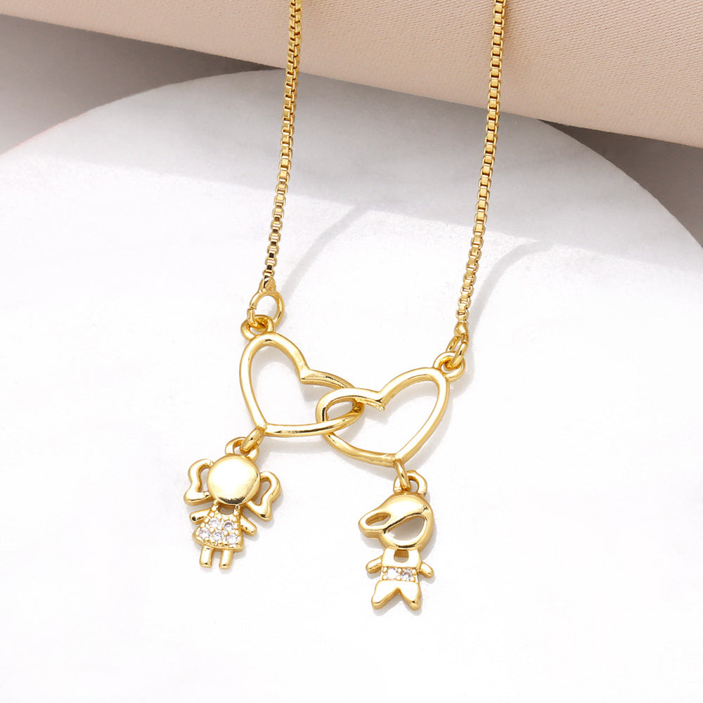 Wholesale Heart Gold-plated Zirconia Clavicle Necklace