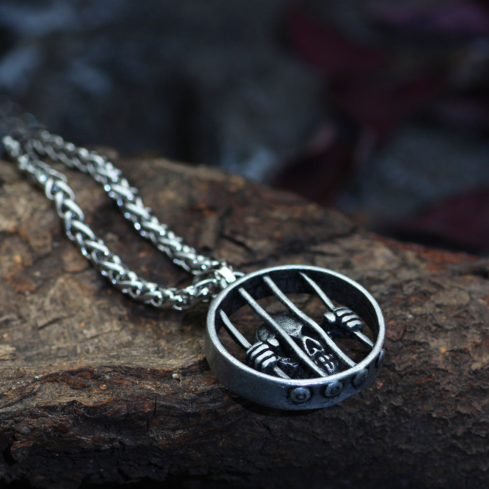 卸売スカルケージレトロメンズ合金ネックレス