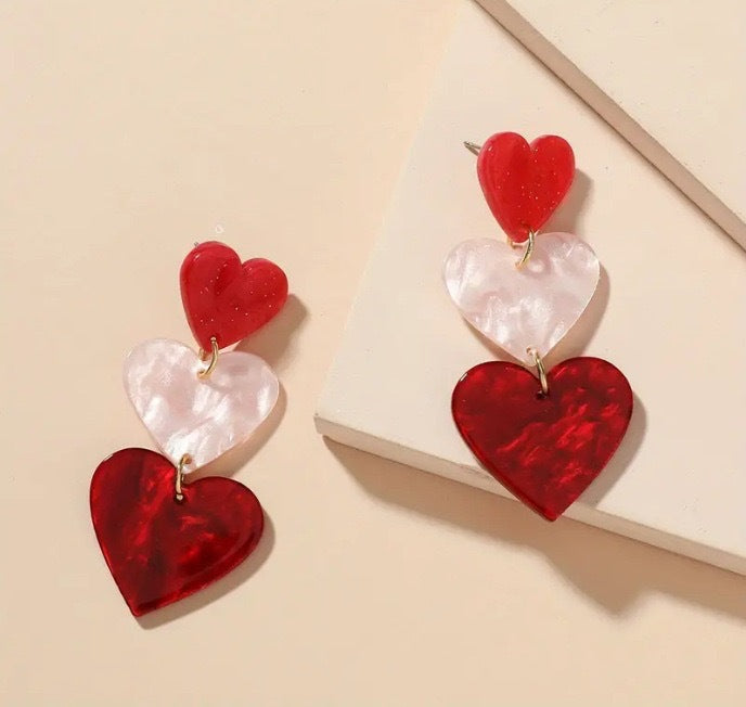 Wholesale 10pcs Sweet Style Valentine's Day Heart Love Glitter Earrings Acrylic Color Love Heart Earrings