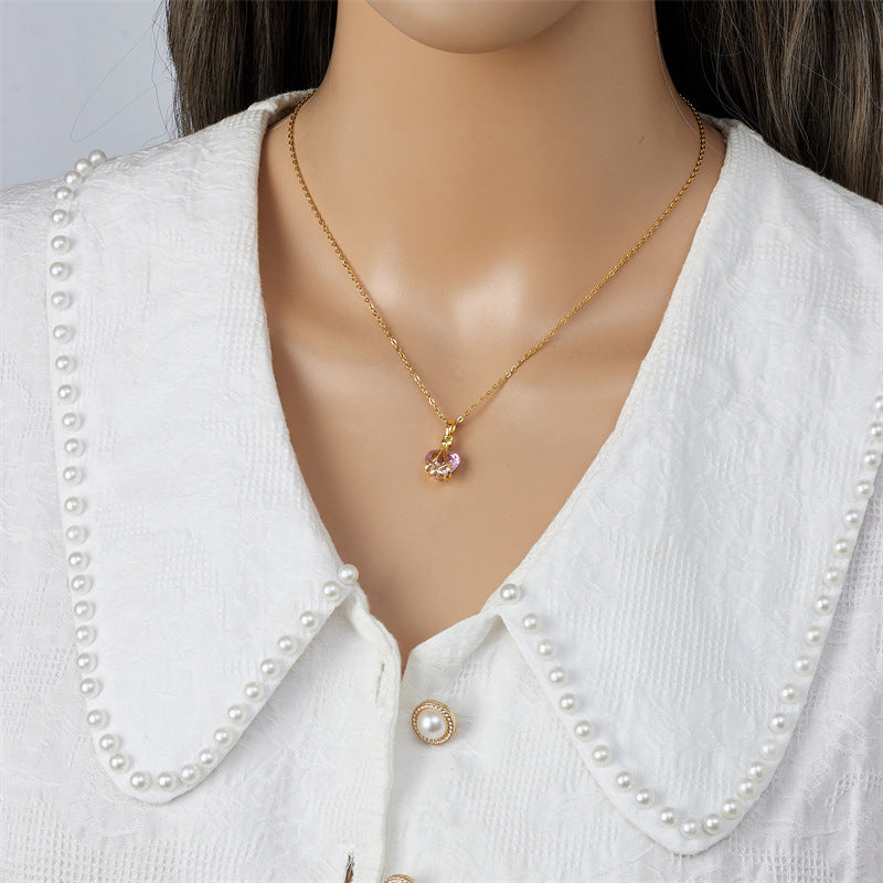 Wholesale birthday Stone Love necklace female niche design luxury design pendant accessories clavicle chain