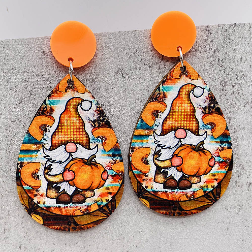Wholesale Christmas Water Drop Wooden Earrings