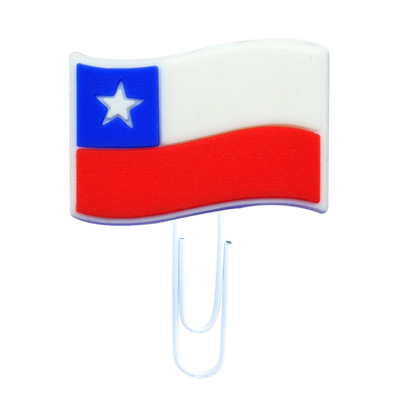 Wholesale 30pcs Flag Series Cartoon Paper Clips Paper Clips Cute Pvc Soft Glue Bookmarks
