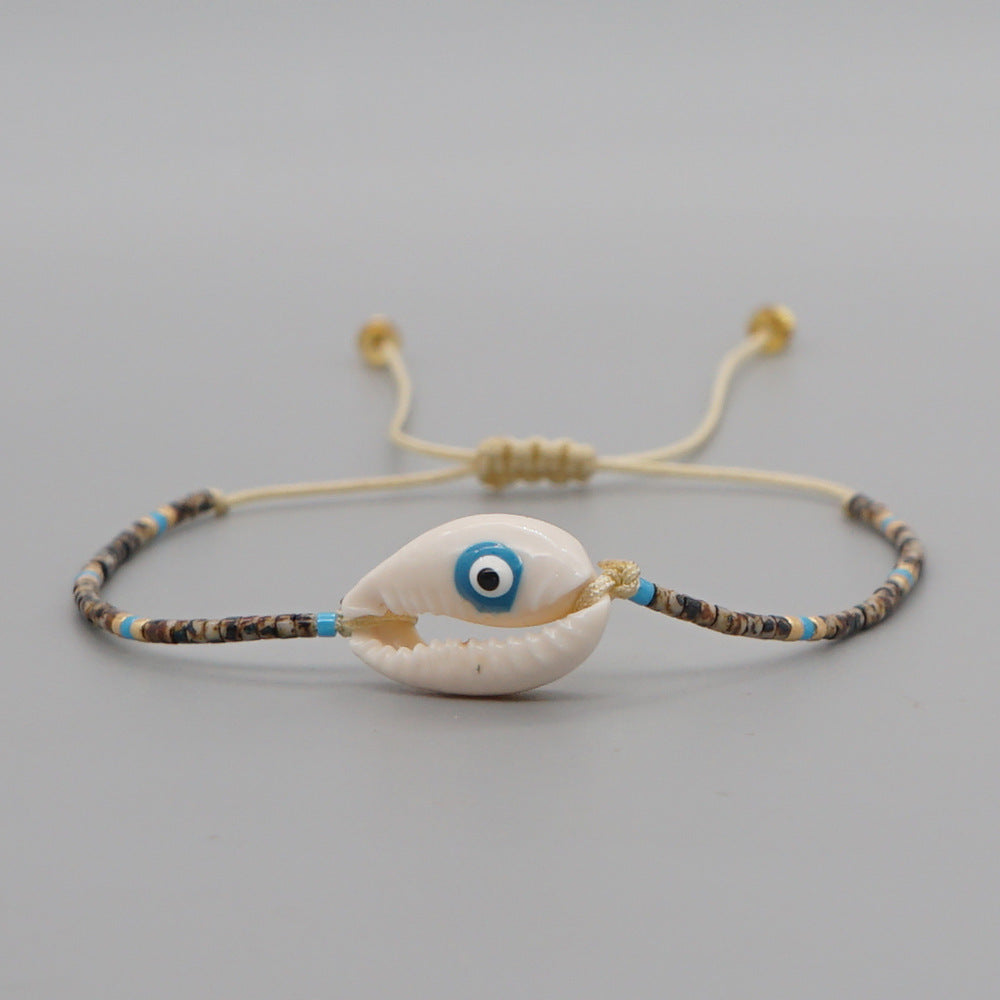 Peads de arroz de vidrio al por mayor Braceleta de ojos naturales