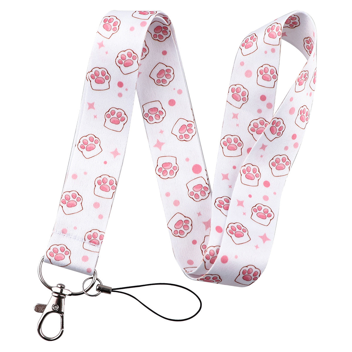 Wholesale Cat Paw Card Holder Ribbon Polyester Phone Lanyard Keychain