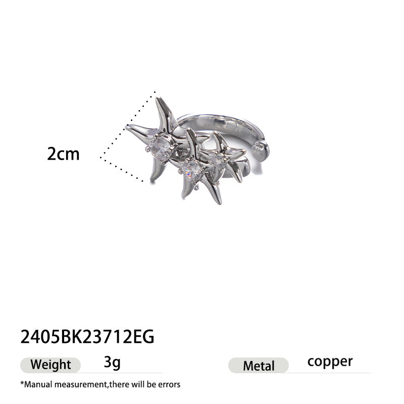 Wholesale Unique Irregular Shape Zirconium No Ear Bone Clip Earrings