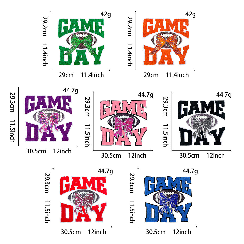 Wholesale Polyester Game Day Embroidered Patch With Sequins Self Adhesive Large Badge For Shoes And Hats Stylish Craft Supply