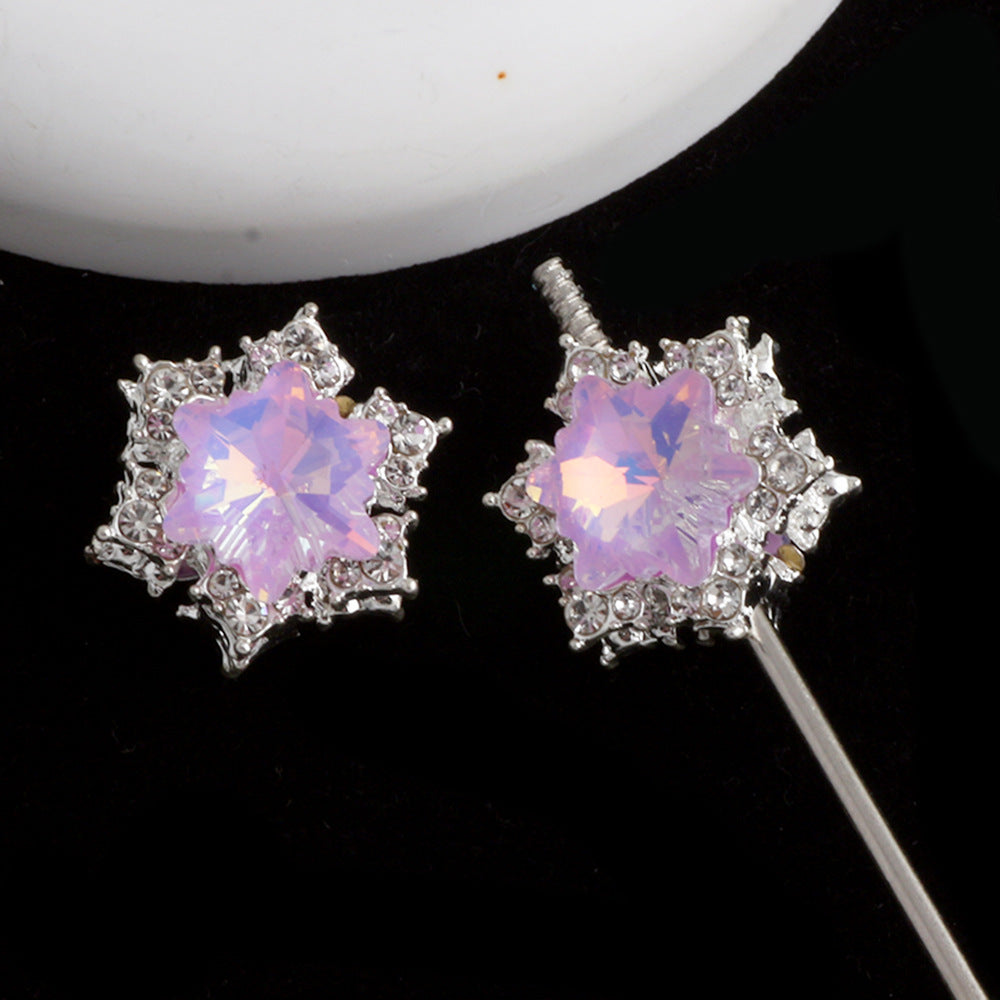 Wholesale Double-sided Alloy Hexagonal Star Snowflake Zircon Straight Hole Beads