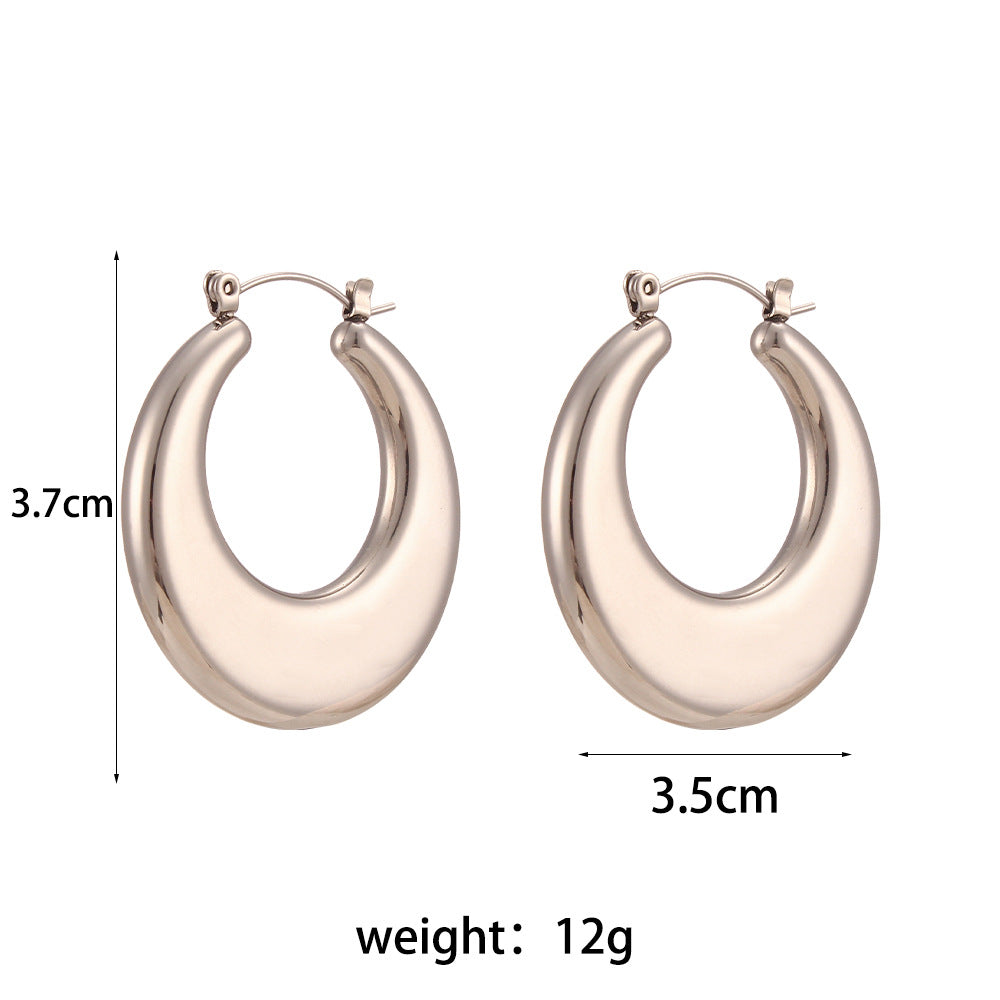 Wholesale Titanium Steel Stainless Steel Plated 18K Solid Glossy Earrings