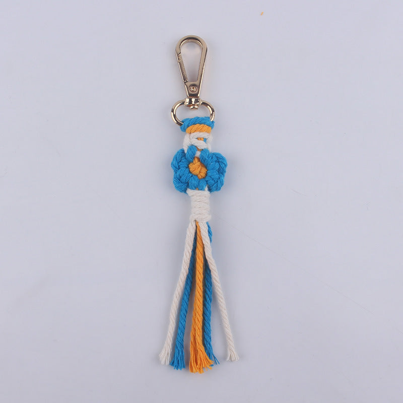Wholesale Handmade Cotton Thread Woven Cartoon Flower Keychain