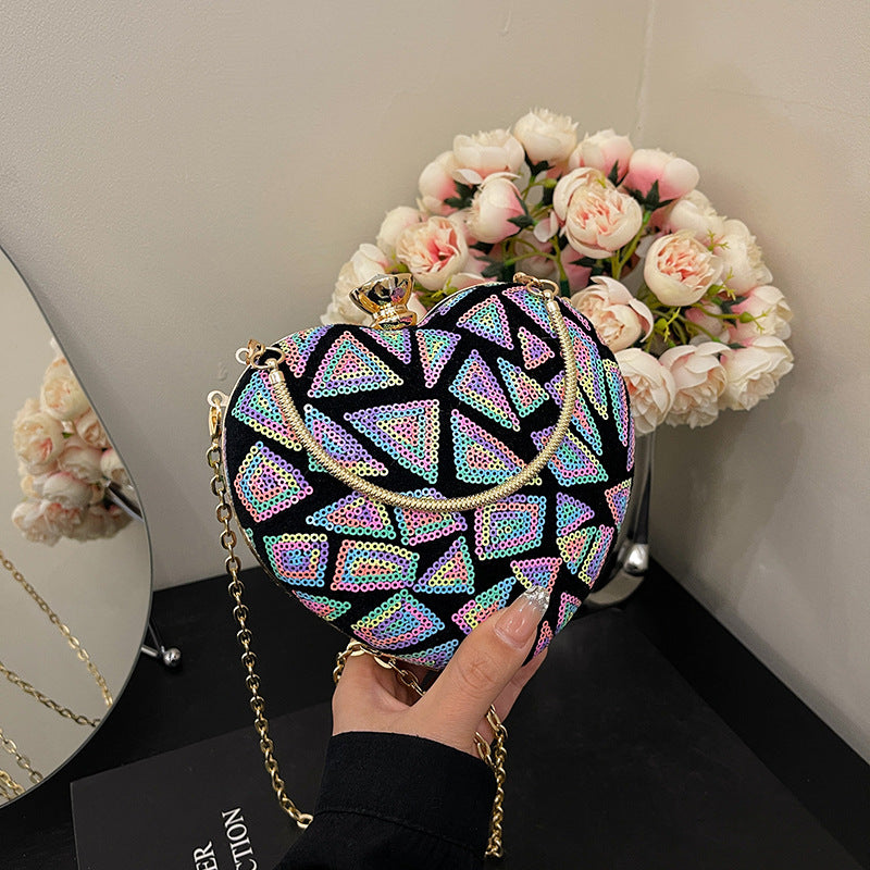 Wholesale Sequined patchwork hand-held clip buckle shell bag crossbody bag