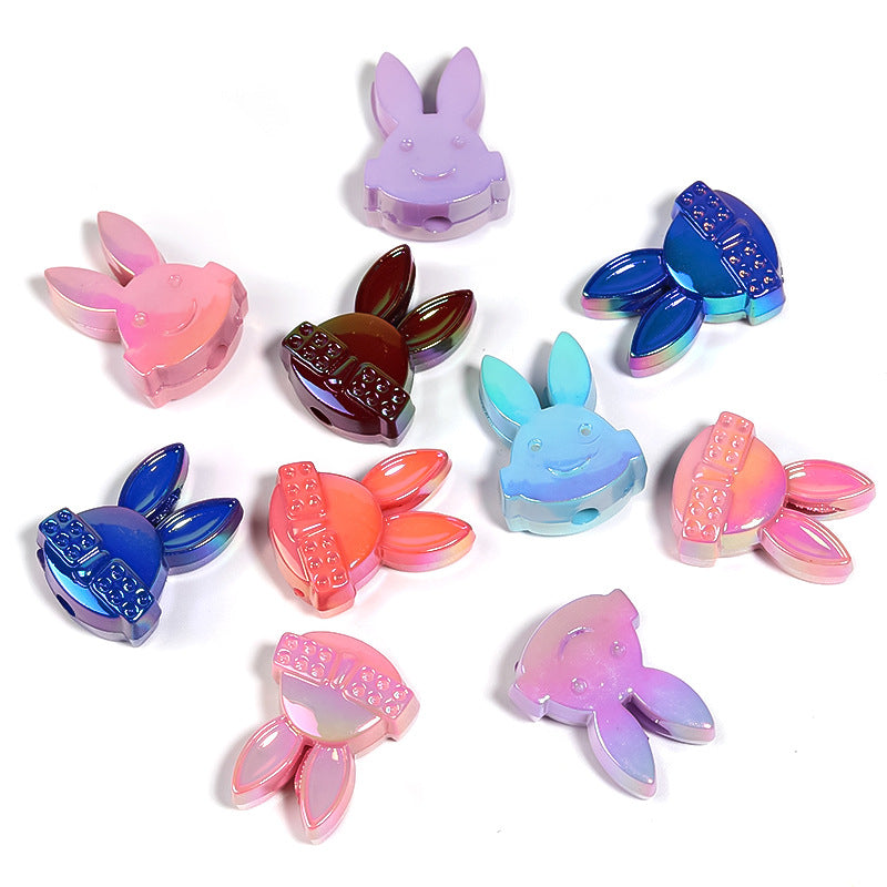 Wholesale 100pcsUV Electroplating Punk Electronic Music Rabbit Beads