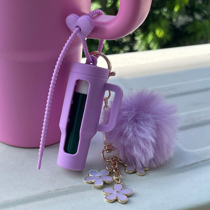 Wholesale Lipstick case silicone protective case bow lipstick bag keychain