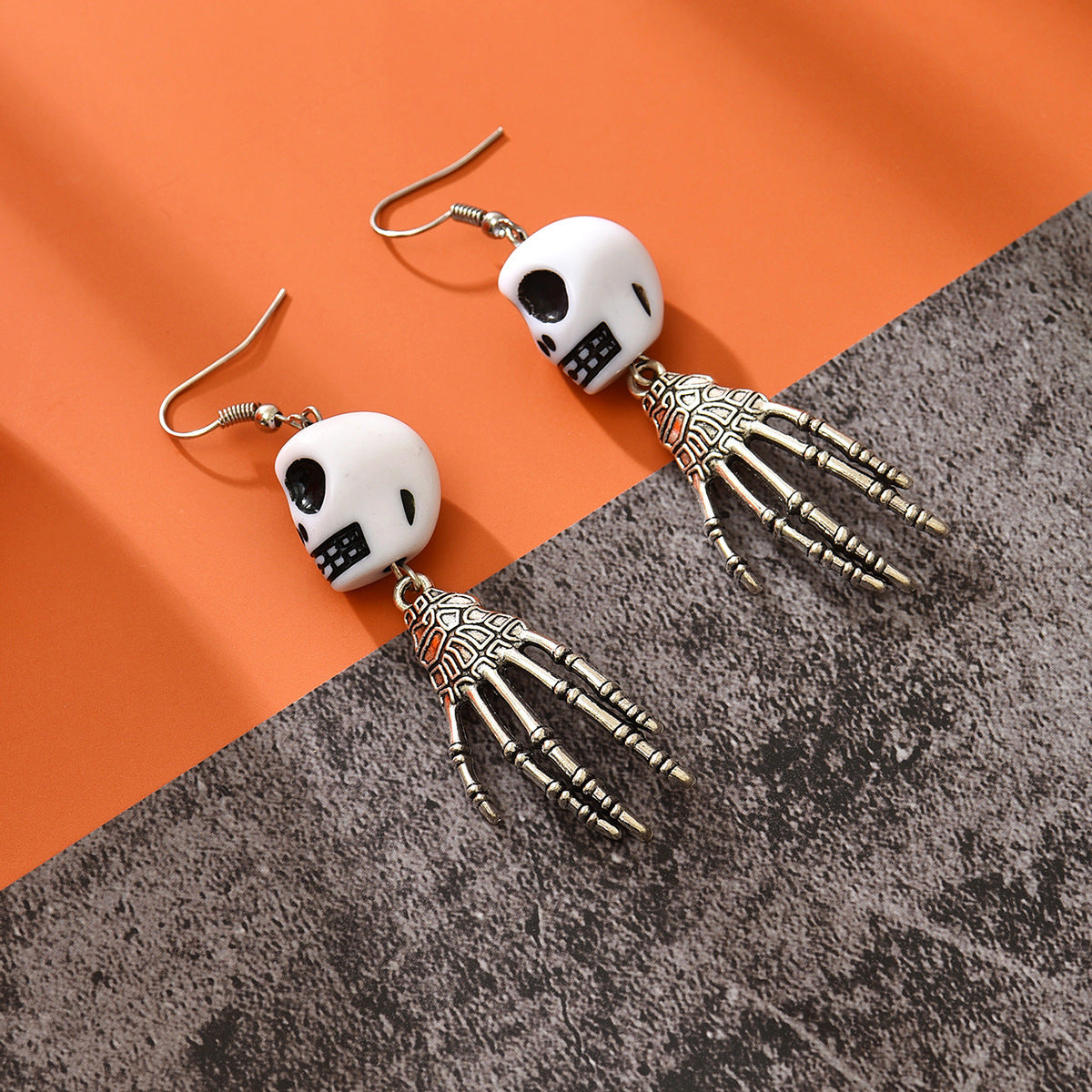 Wholesale Halloween Personalized Dark Skull Ghost Claw Pendant Earrings