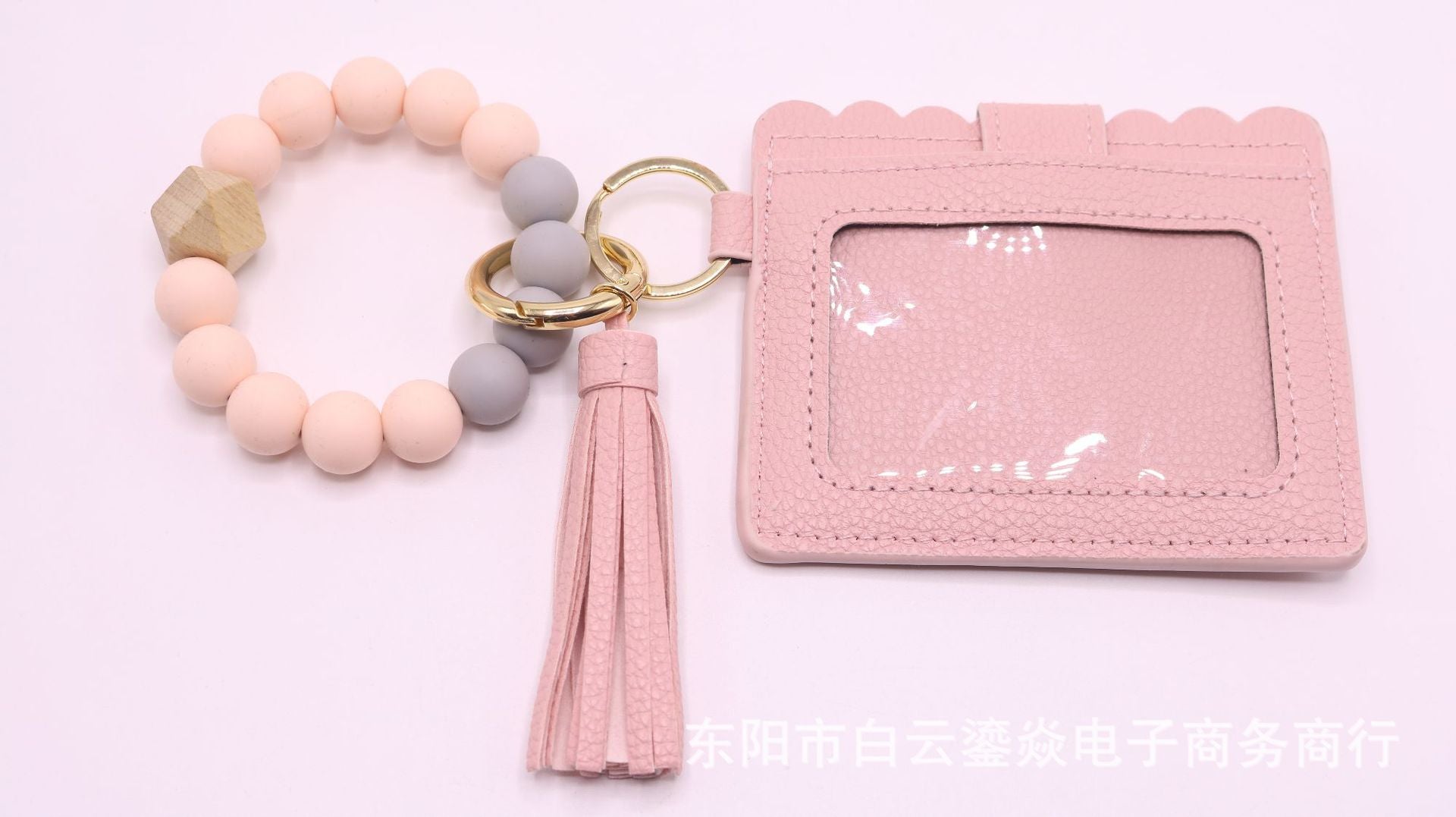 Wholesale 5pcs/pack Keychain Card Holder Pu Tassel Id Bag Wrist Keychains