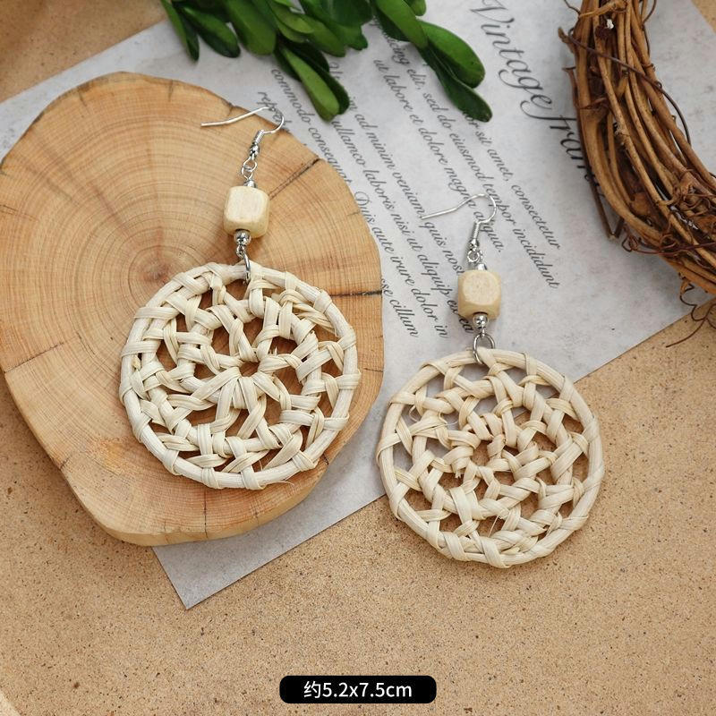 Wholesale Bohemian Leisure Holiday Rattan Earrings