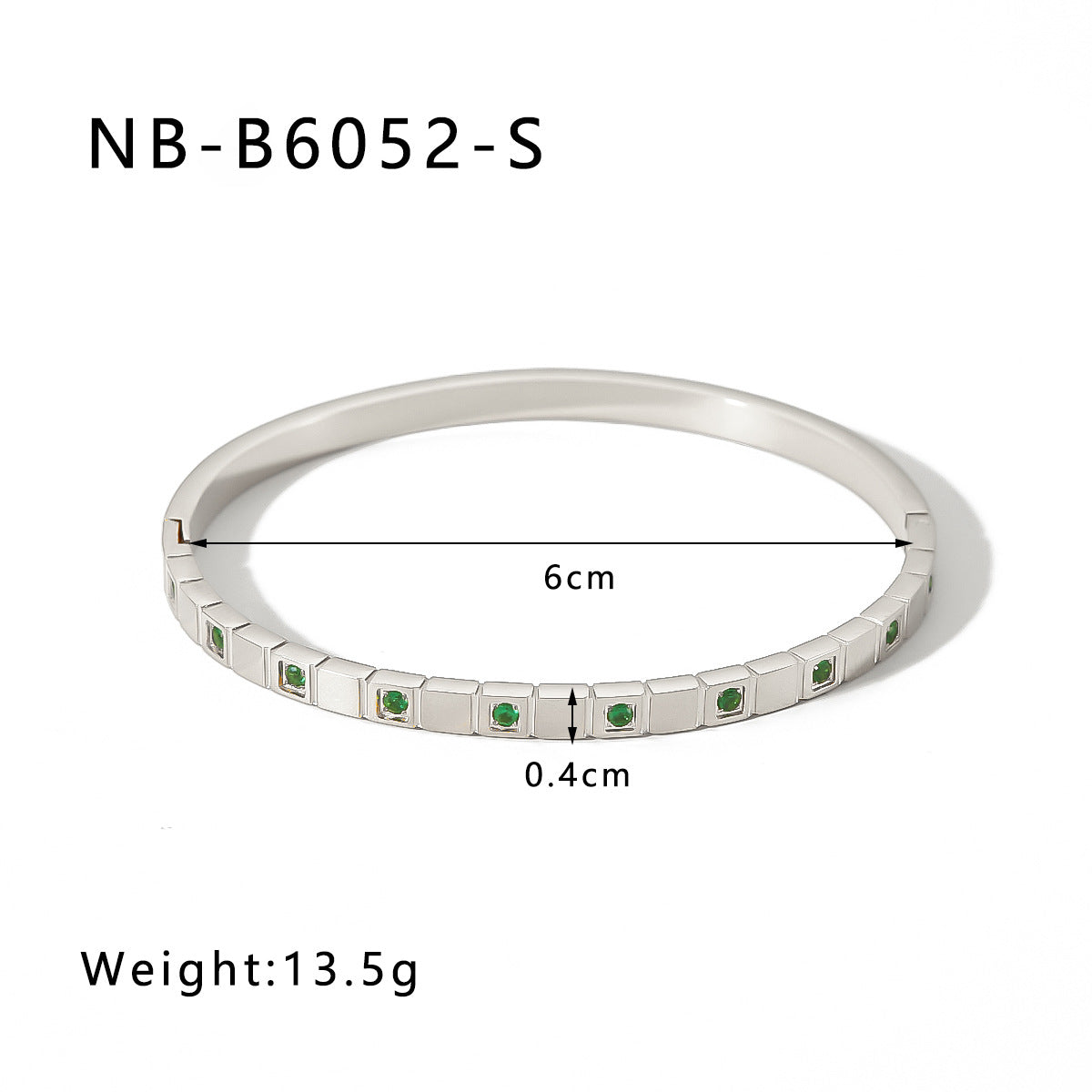 Wholesale Zircon Heart Quadrilateral Geometric White Zircon Green Zircon Titanium Steel Real Gold Electroplating Color-preserving Bracelet
