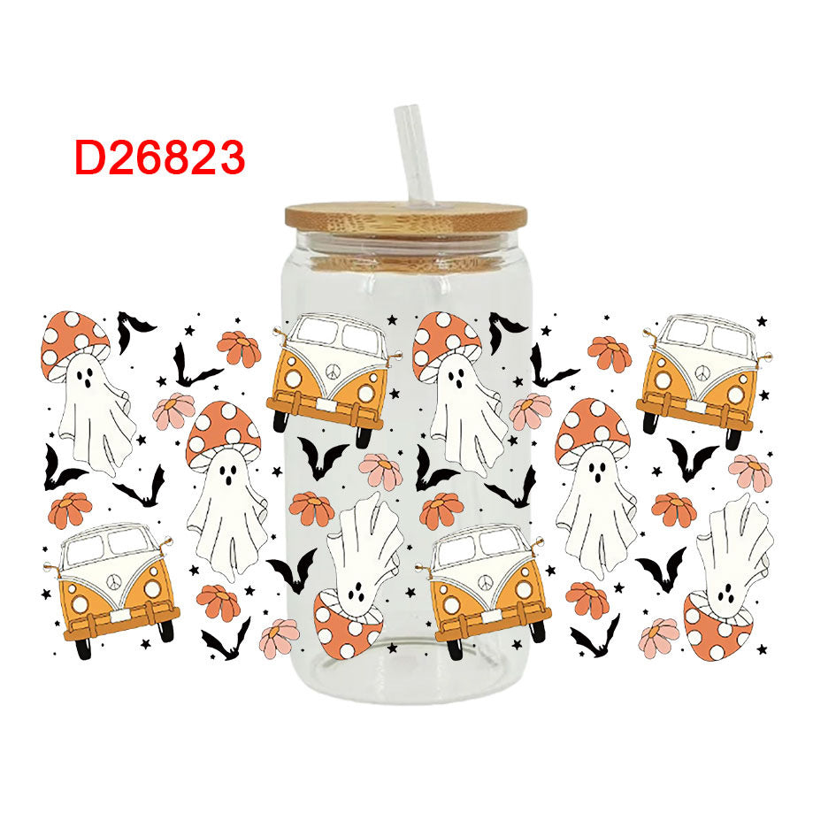 Wholesale Uv Transfer Sticker Glass Cup Crystal Label 16oz Cup UV DTF Wraps