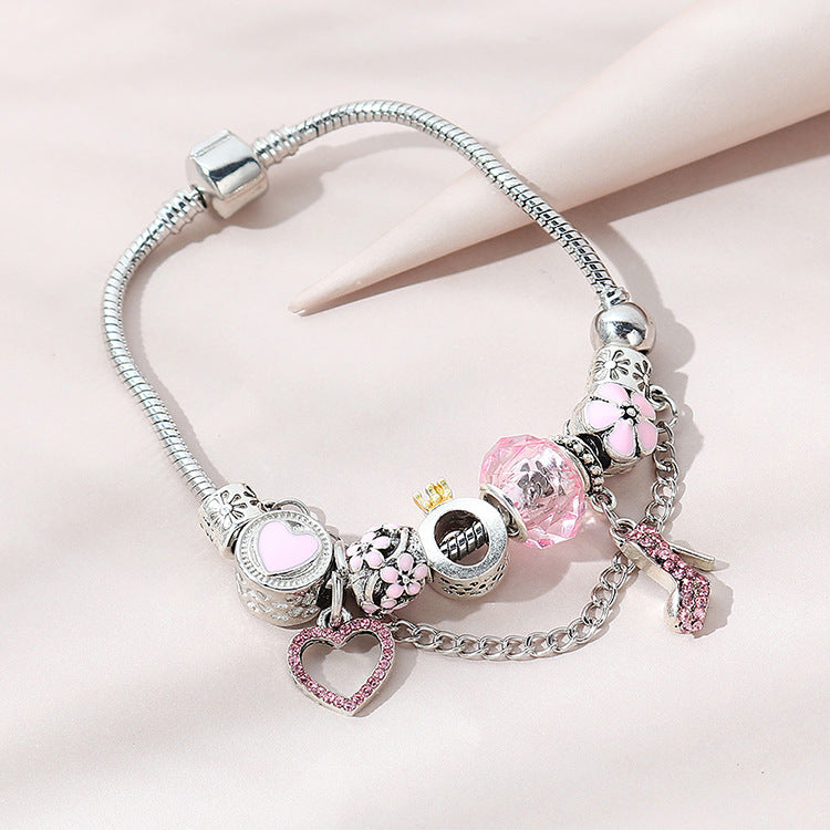 Wholesale Diamond Flower Love High Heels Bracelet