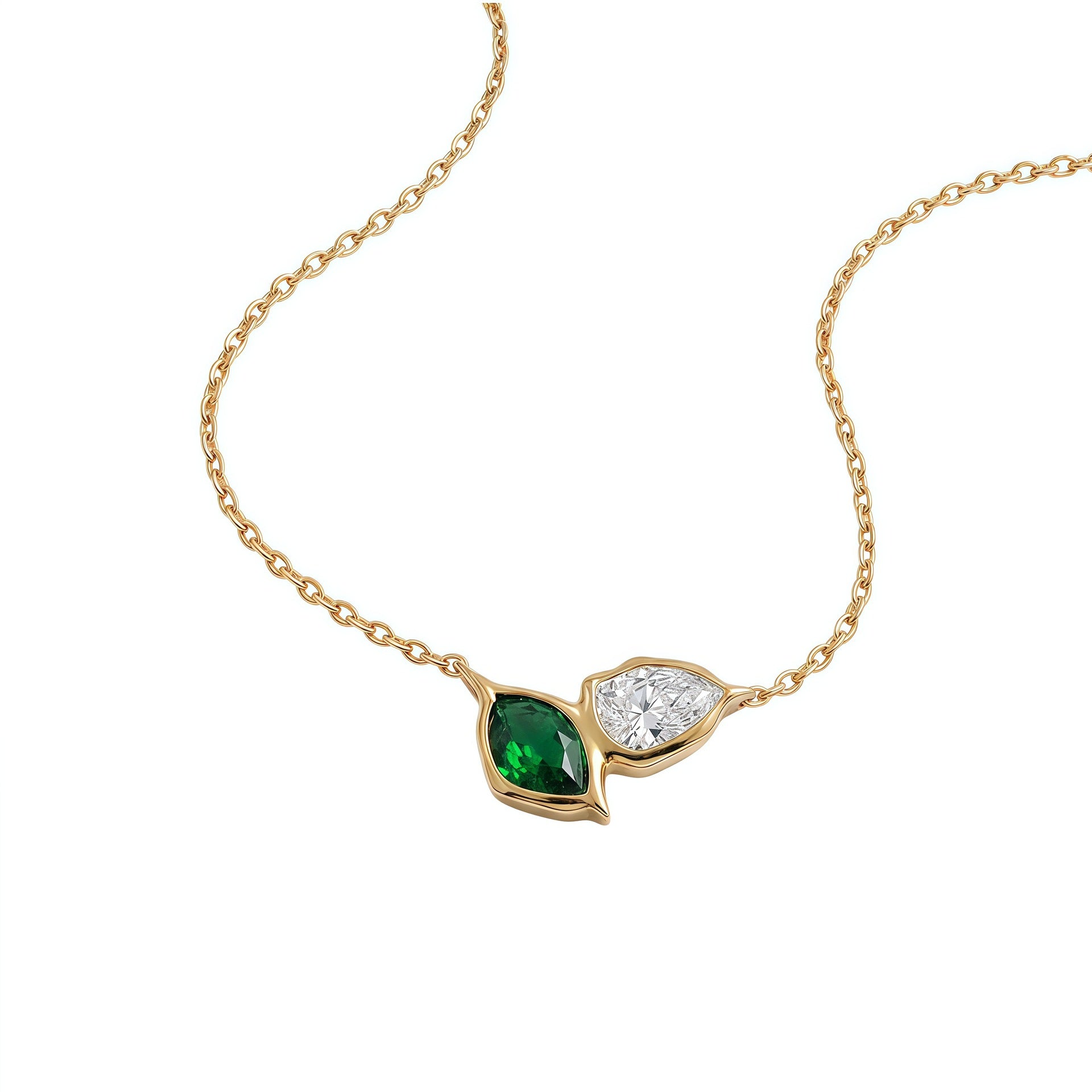 Wholesale Stylish 12 Birthstone Leaf Pendant Necklace Stainless Steel Electroplated Fashion Jewelry Gift