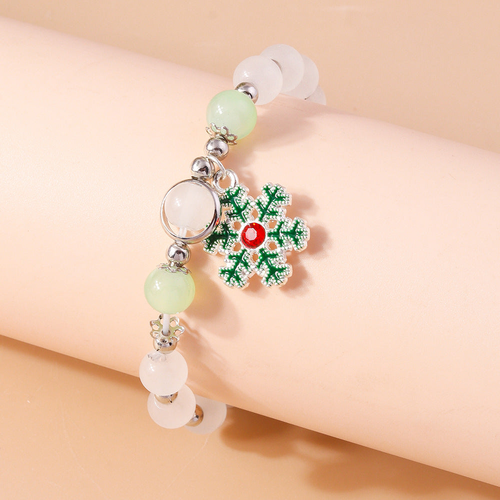 Wholesale Christmas Cat's Eye Santa Claus Elk Snowflake Bracelet