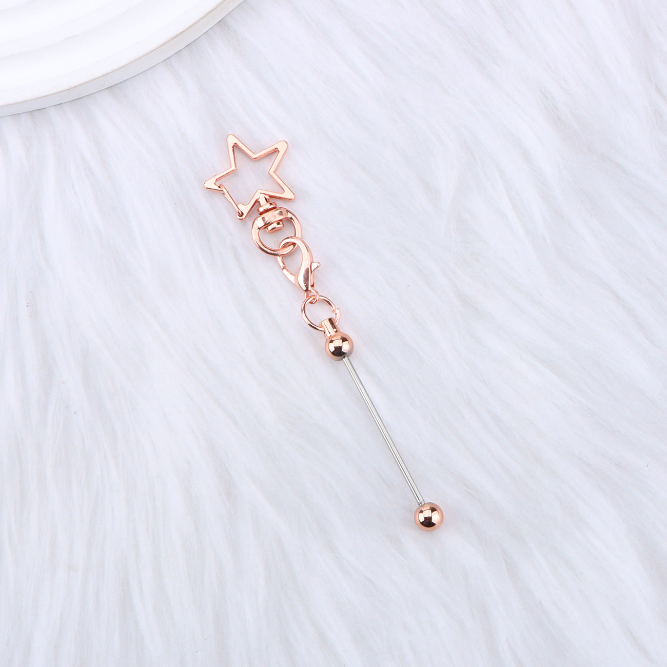 Wholesale  DIY Beaded Five-Pointed Star Keychain Metal Beaded Keychain