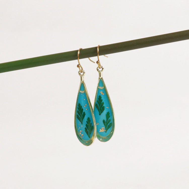 Wholesale 6pcs Plant Specimen Resin Colorful Dried Flower Earrings