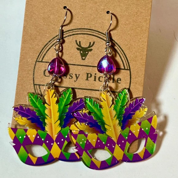 Wholesale Carnival Party Mask Acrylic Exaggerated Fashion Holiday Atmosphere Earrings